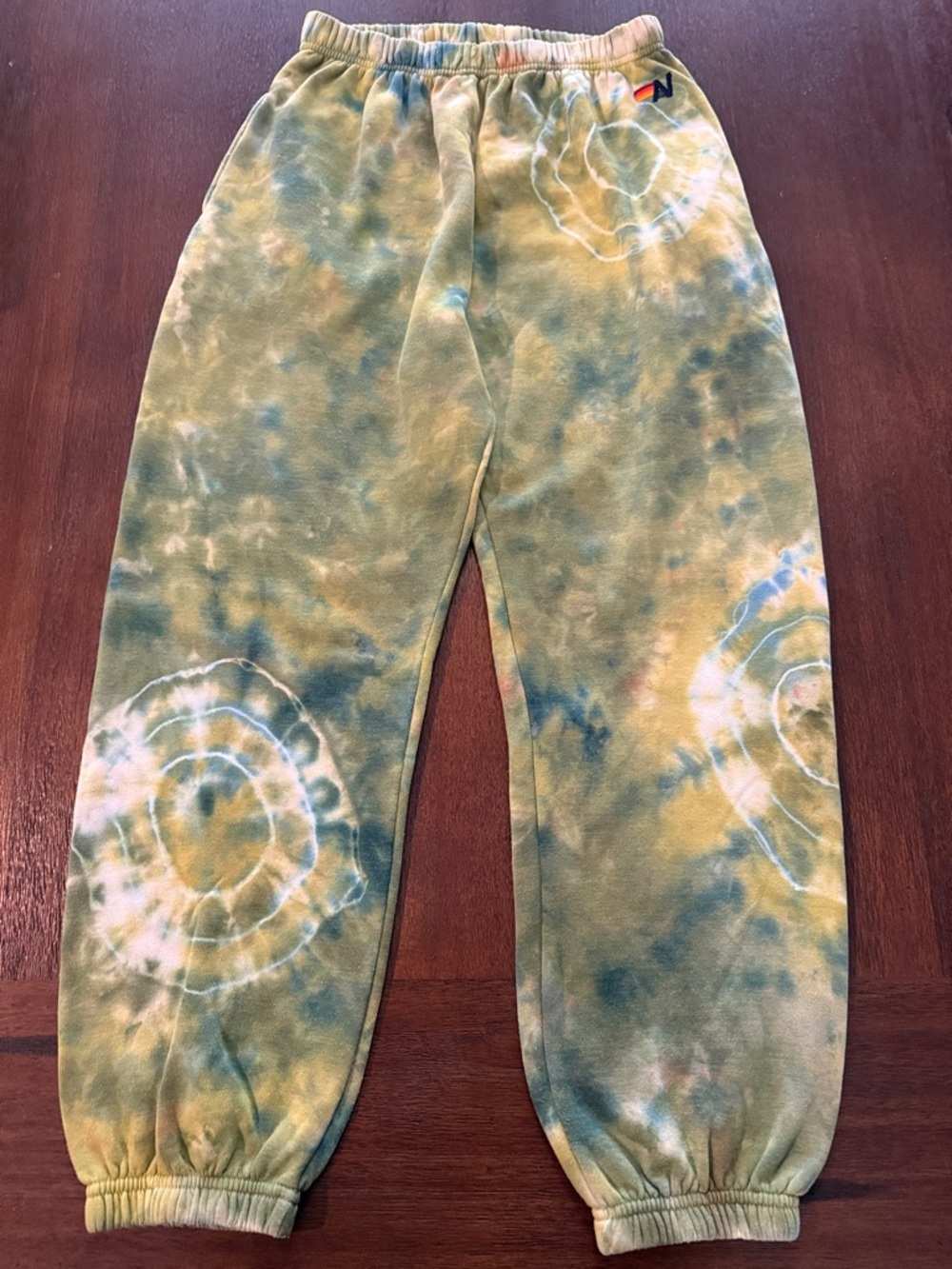 Aviator Nation Hand Dyed Sweatpants - Tie Dye Green Yellow